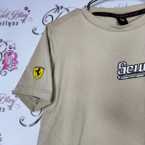 Puma Ferrari tshirt tan sand graphic racing logo car Ferrari white black white - Picture 4 of 10